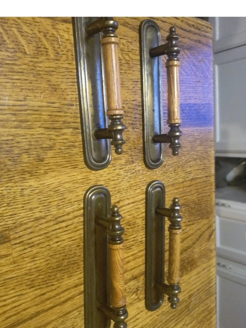 Wood and Brass Cabinet Handles - Light Brown and Brass Finish
